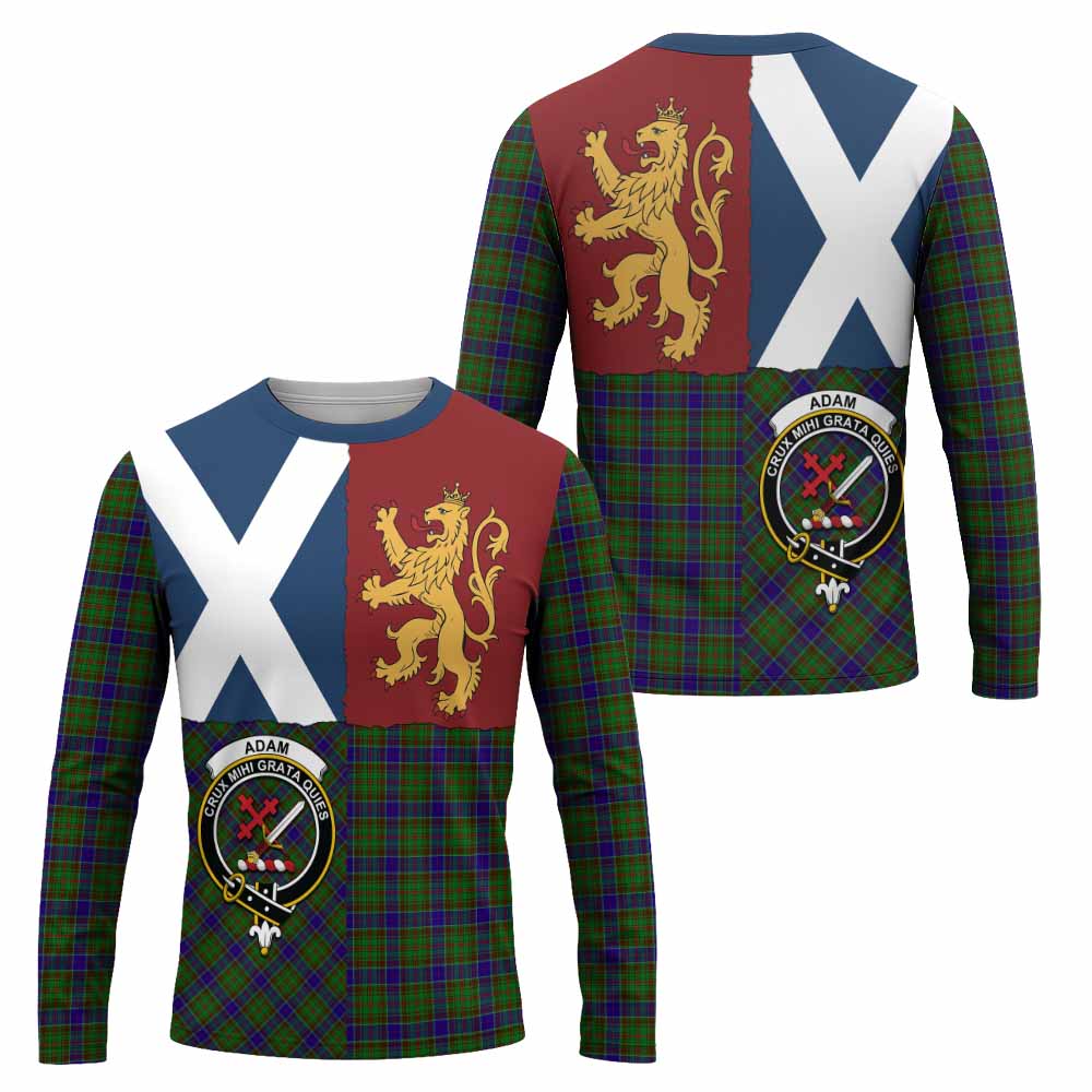 Adam Crest Tartan Long Sleeve T-Shirt with Lion Rampant Saltire Style
