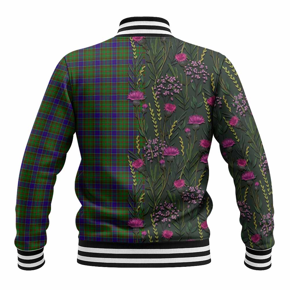 Adam Family Crest Tartan Baseball Jacket Scottish Thistle Flower Pattern Half Style - Tartan Vibes Clothing