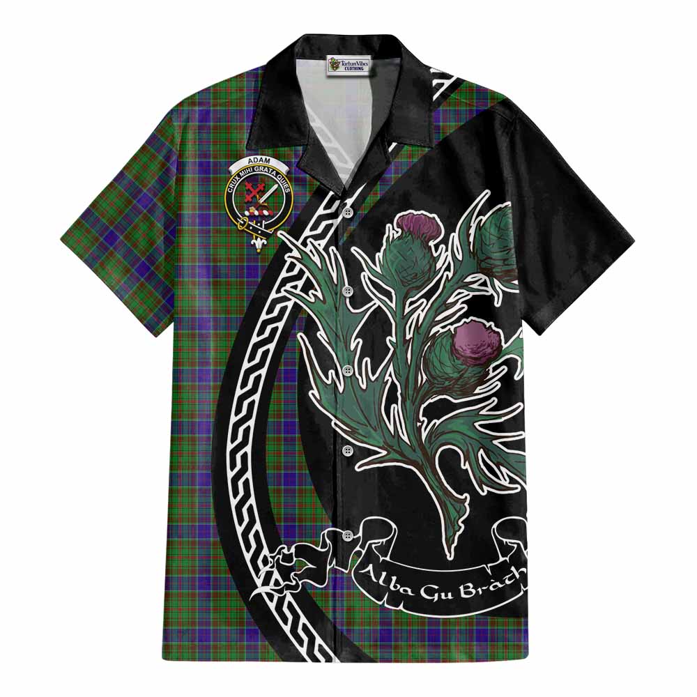 Adam Family Crest Tartan Cotton Hawaiian Shirt Alba Thistle Inspired - Tartan Vibes Clothing