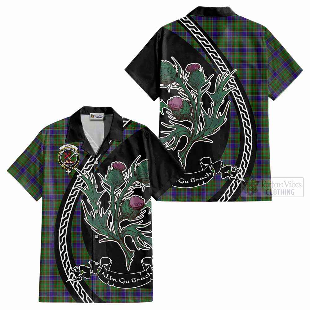 Adam Family Crest Tartan Cotton Hawaiian Shirt Alba Thistle Inspired - Tartan Vibes Clothing