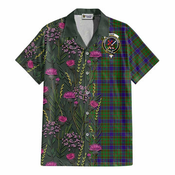 Adam Family Crest Tartan Cotton Hawaiian Shirt Scottish Thistle Flower Pattern Half Style