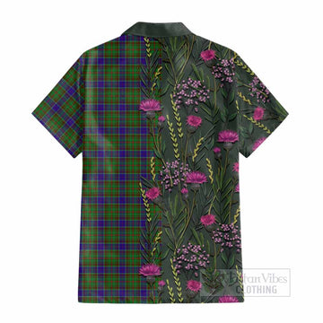 Adam Family Crest Tartan Cotton Hawaiian Shirt Scottish Thistle Flower Pattern Half Style