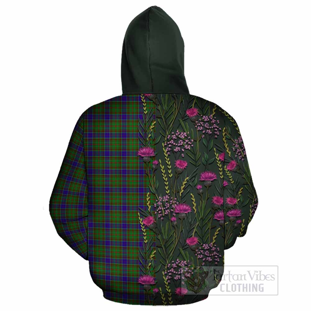 Adam Family Crest Tartan Cotton Hoodie Scottish Thistle Flower Pattern Half Style - Tartan Vibes Clothing