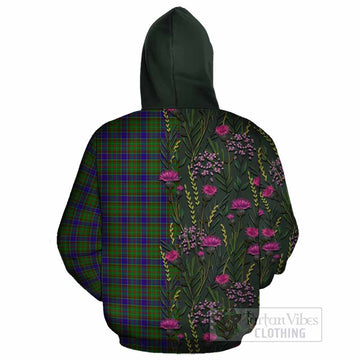 Adam Family Crest Tartan Cotton Hoodie Scottish Thistle Flower Pattern Half Style