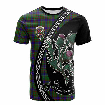 Adam Family Crest Tartan Cotton T-shirt Alba Thistle Inspired