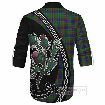 Adam Family Crest Tartan Ghillie Shirt Alba Thistle Inspired