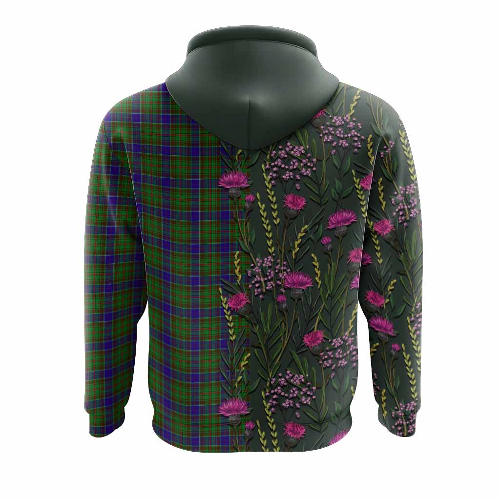 Adam Family Crest Tartan Hoodie Scottish Thistle Flower Pattern Half Style - Tartan Vibes Clothing