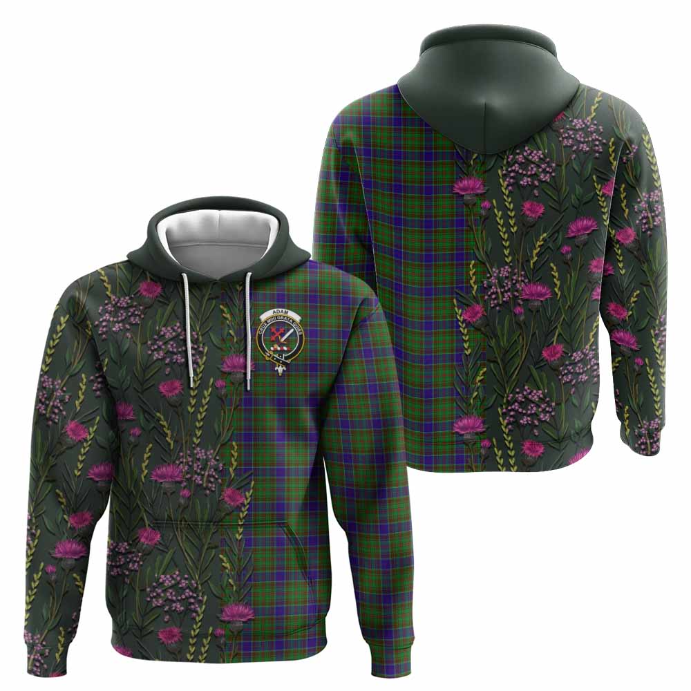 Adam Family Crest Tartan Hoodie Scottish Thistle Flower Pattern Half Style - Tartan Vibes Clothing
