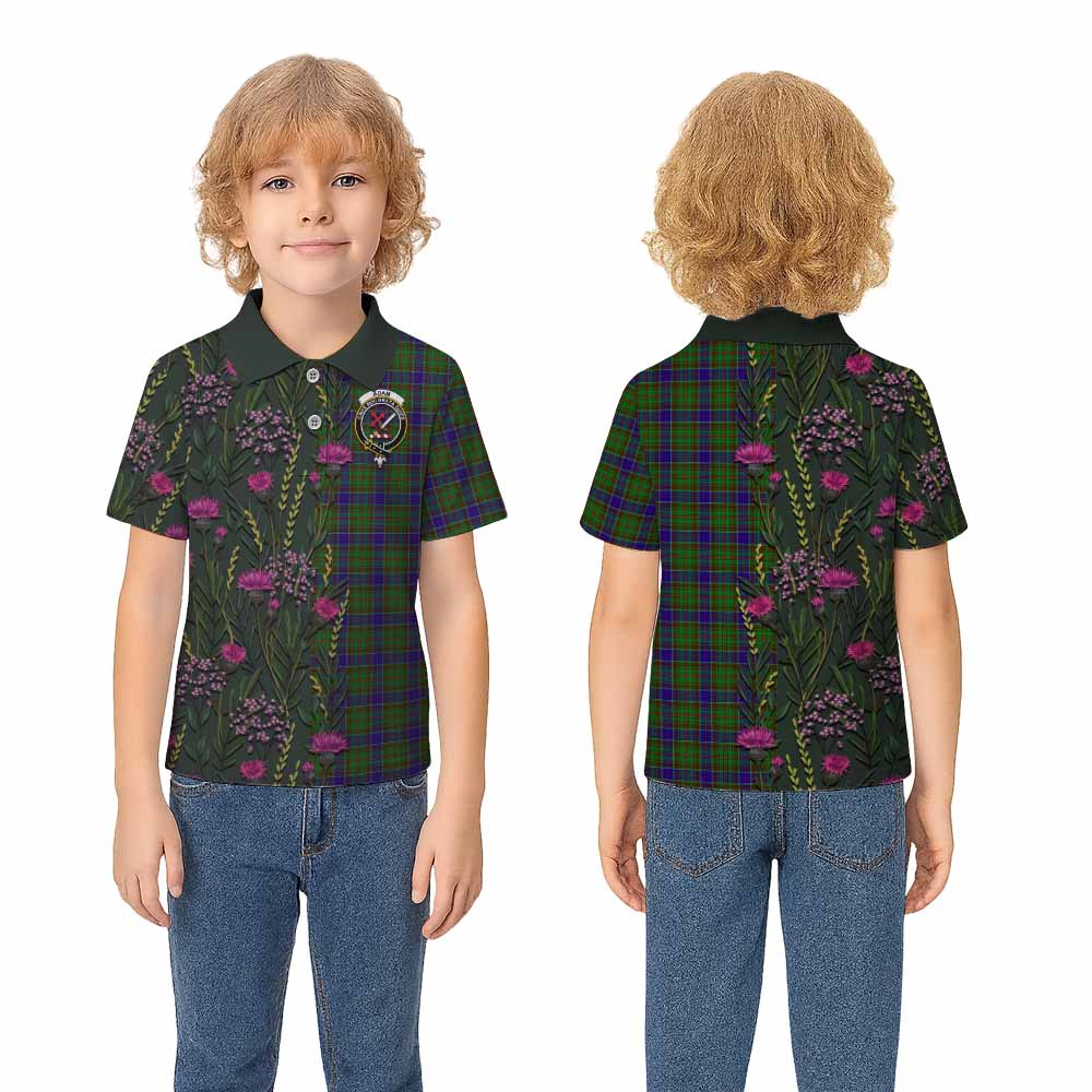 Adam Family Crest Tartan Kid Polo Shirt Scottish Thistle Flower Pattern Half Style - Tartan Vibes Clothing