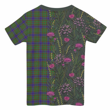 Adam Family Crest Tartan Kid T-shirt Scottish Thistle Flower Pattern Half Style - Tartan Vibes Clothing