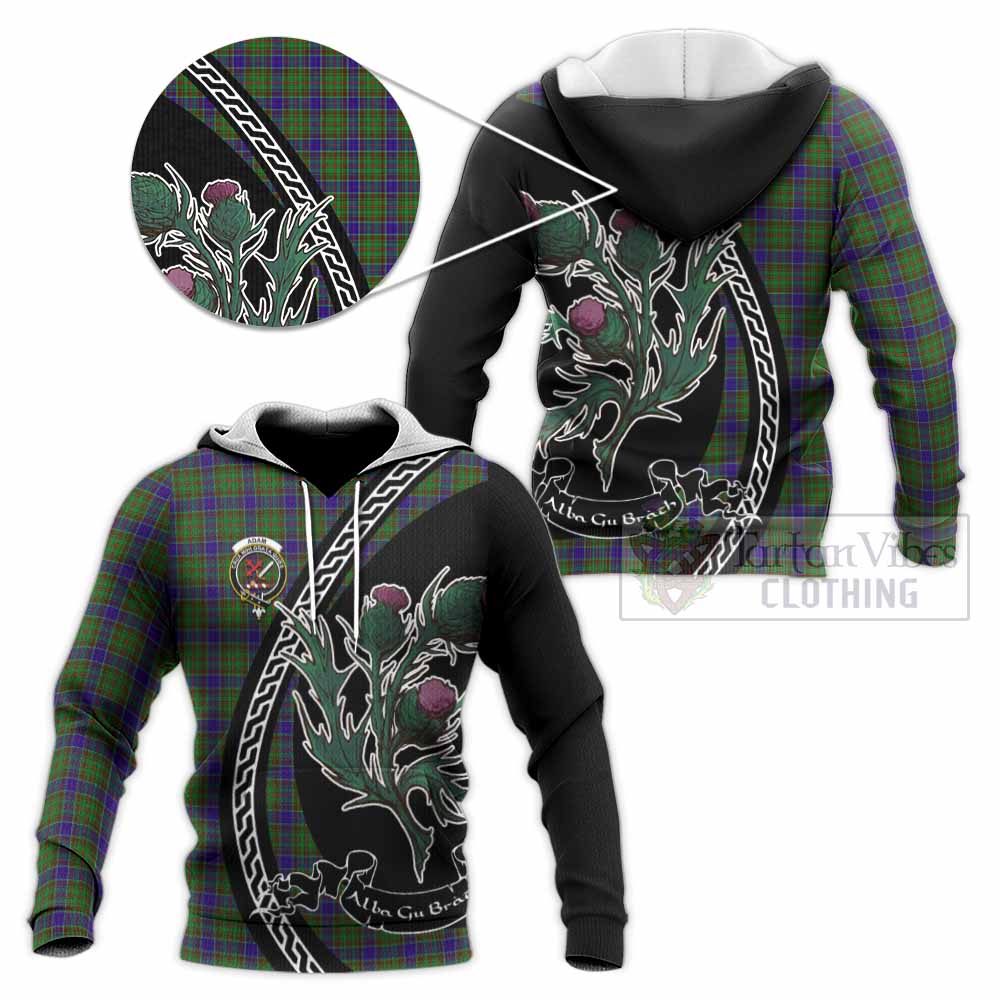 Adam Family Crest Tartan Knitted Hoodie Alba Thistle Inspired - Tartan Vibes Clothing