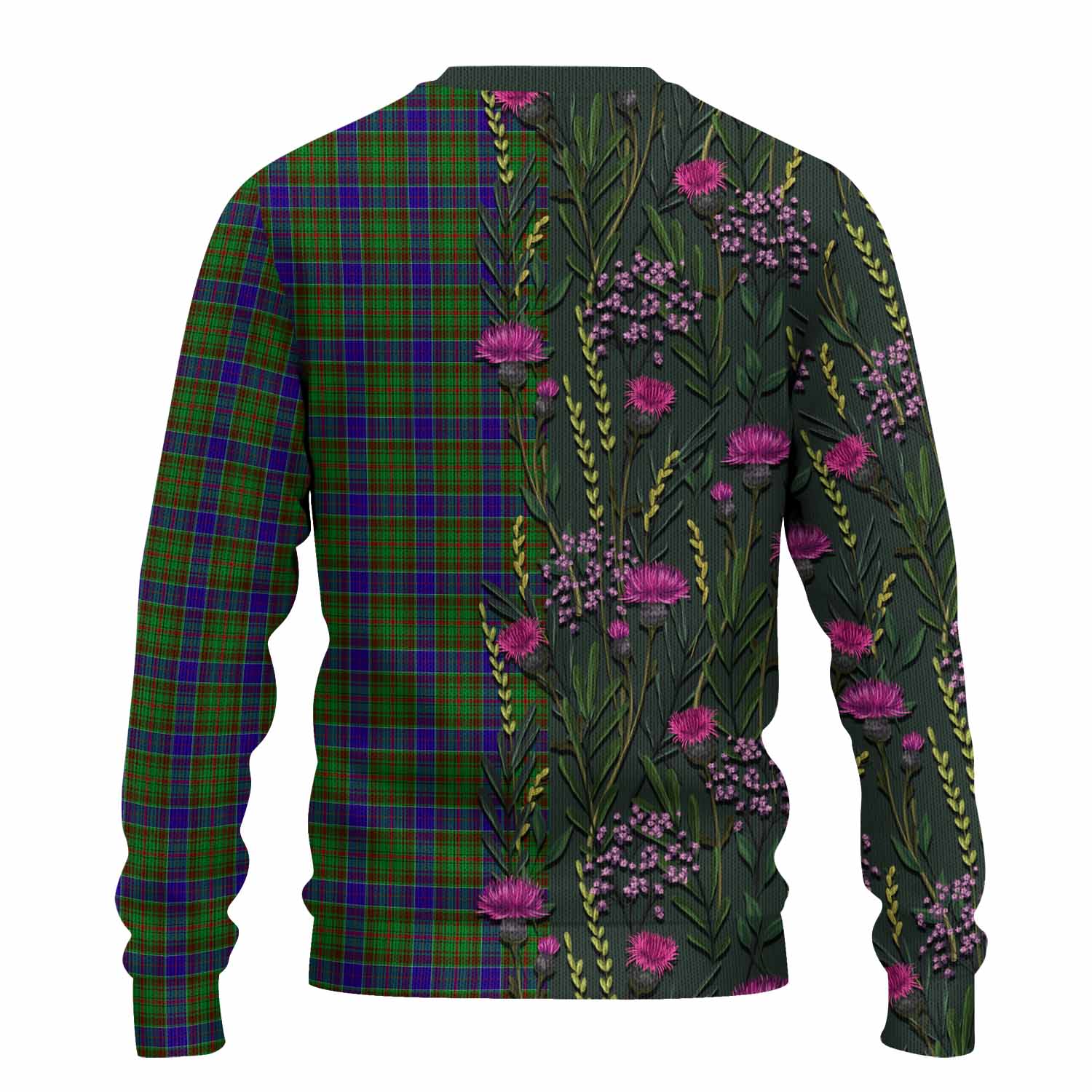 Adam Family Crest Tartan Knitted Sweater Scottish Thistle Flower Pattern Half Style - Tartan Vibes Clothing