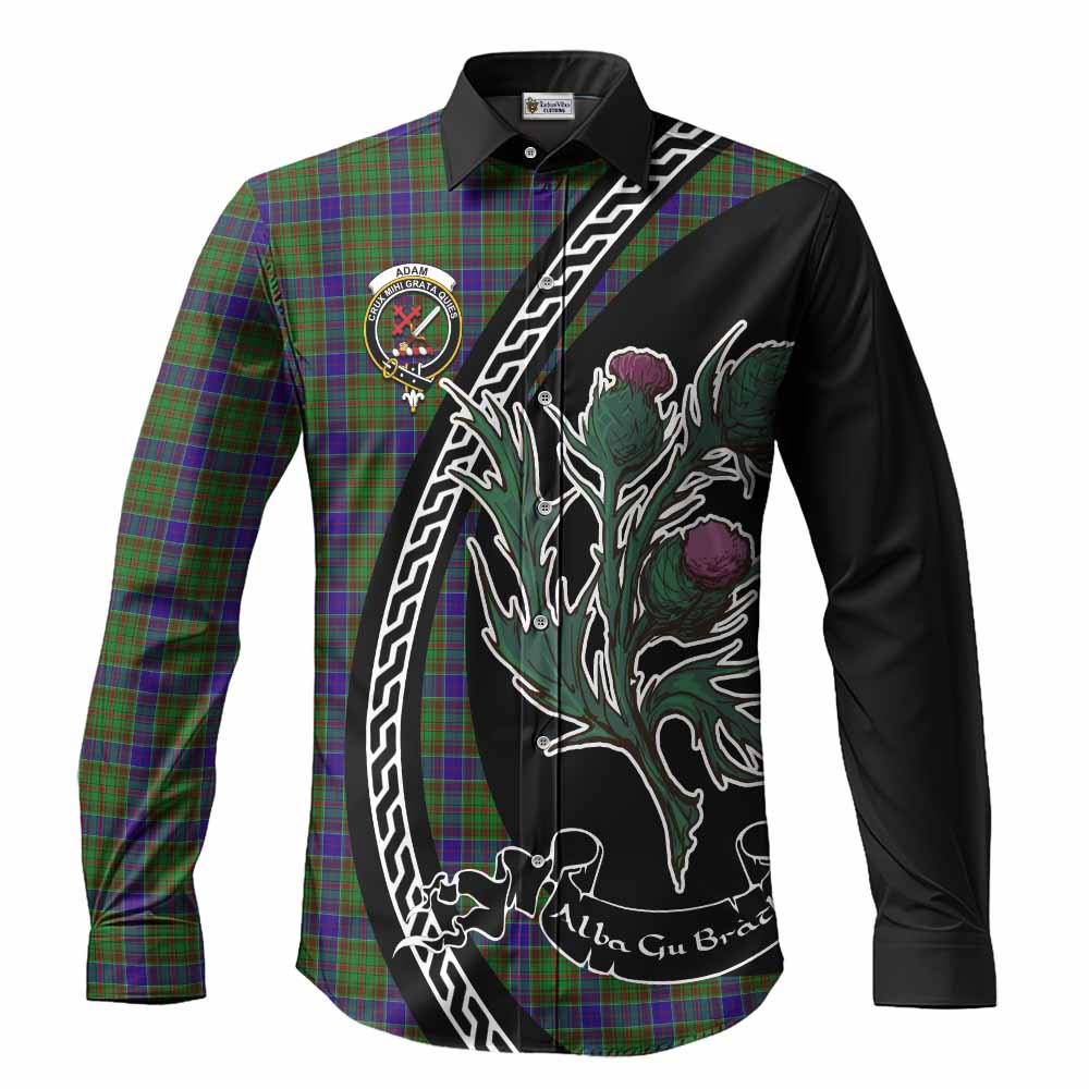 Adam Family Crest Tartan Long Sleeve Button Shirts Alba Thistle Inspired - Tartan Vibes Clothing