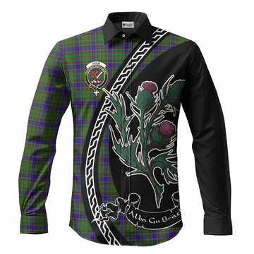 Adam Family Crest Tartan Long Sleeve Button Shirts Alba Thistle Inspired