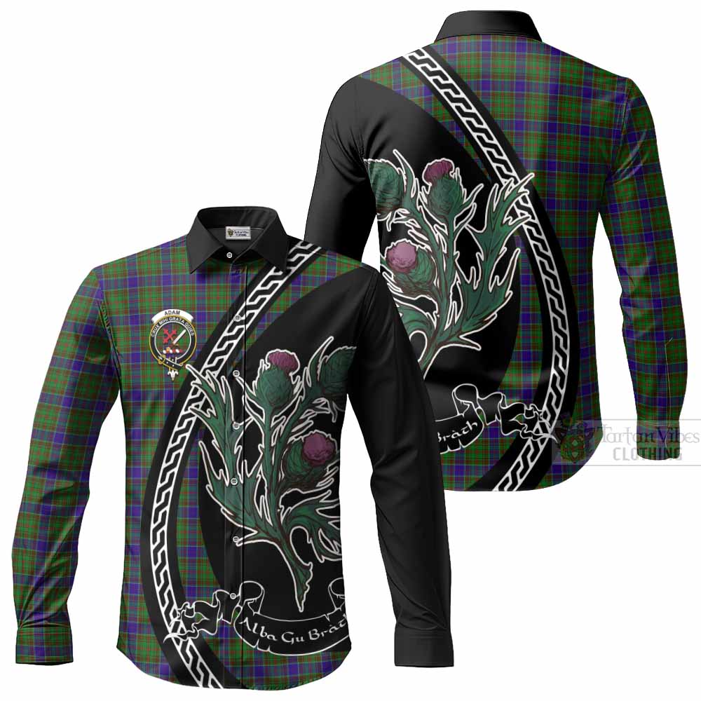 Adam Family Crest Tartan Long Sleeve Button Shirts Alba Thistle Inspired - Tartan Vibes Clothing