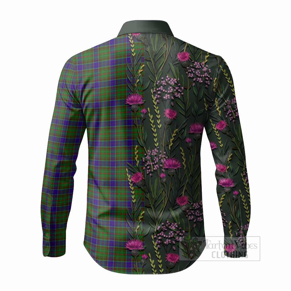 Adam Family Crest Tartan Long Sleeve Button Shirts Scottish Thistle Flower Pattern Half Style - Tartan Vibes Clothing