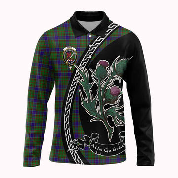 Adam Family Crest Tartan Long Sleeve Polo Shirt Alba Thistle Inspired