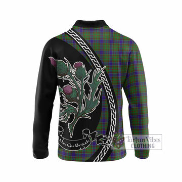 Adam Family Crest Tartan Long Sleeve Polo Shirt Alba Thistle Inspired