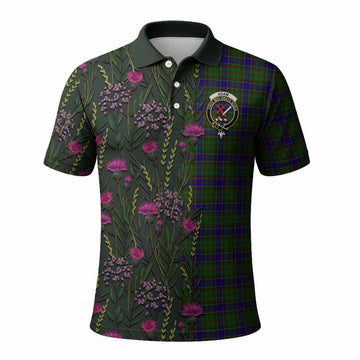 Adam Family Crest Tartan Polo Shirt Scottish Thistle Flower Pattern Half Style