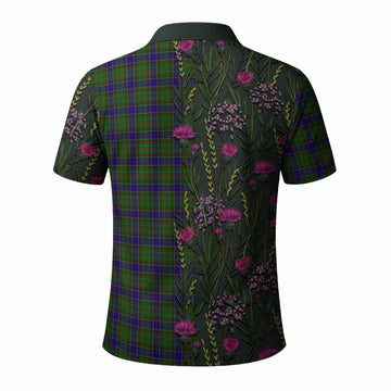 Adam Family Crest Tartan Polo Shirt Scottish Thistle Flower Pattern Half Style