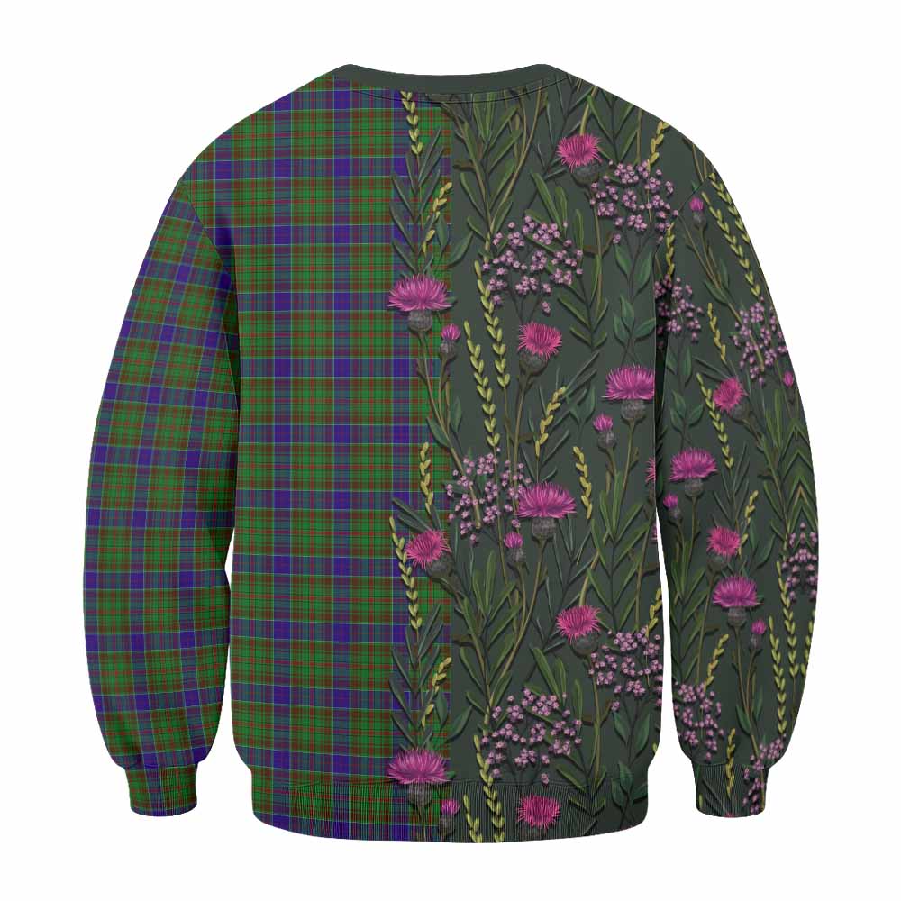 Adam Family Crest Tartan Sweatshirt Scottish Thistle Flower Pattern Half Style - Tartan Vibes Clothing