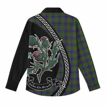 Adam Family Crest Tartan Women Casual Shirt Alba Thistle Inspired