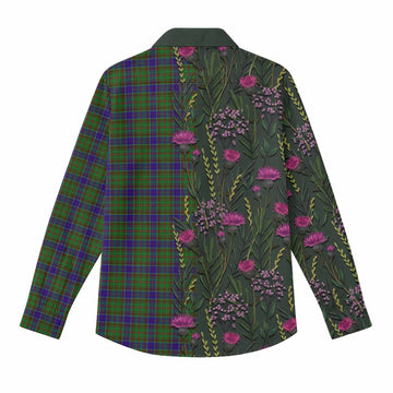Adam Family Crest Tartan Women Casual Shirt Scottish Thistle Flower Pattern Half Style - Tartan Vibes Clothing