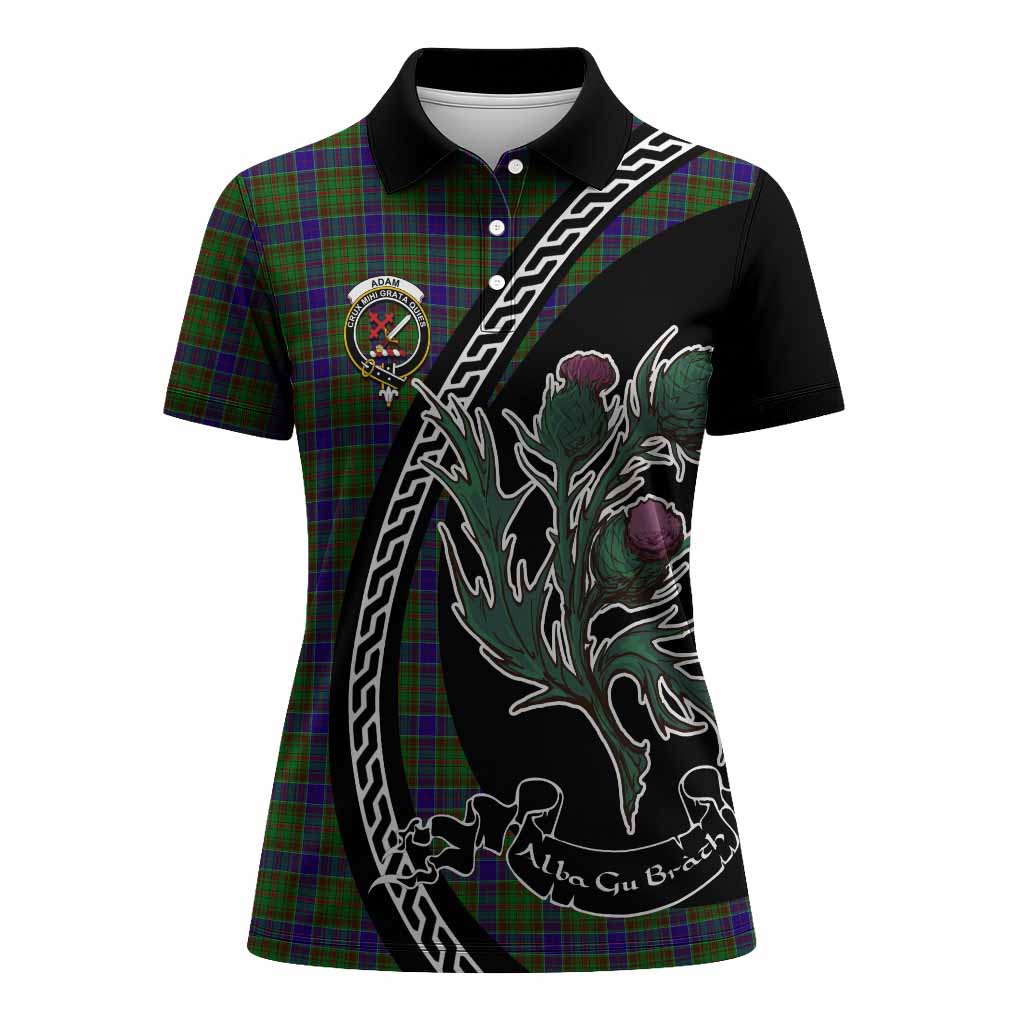 Adam Family Crest Tartan Women Polo Shirt Alba Thistle Inspired - Tartan Vibes Clothing