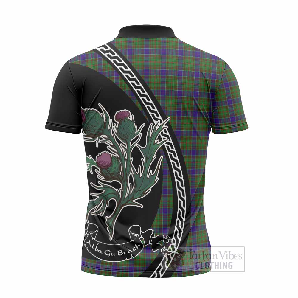 Adam Family Crest Tartan Zipper Polo Shirt Alba Thistle Inspired - Tartan Vibes Clothing