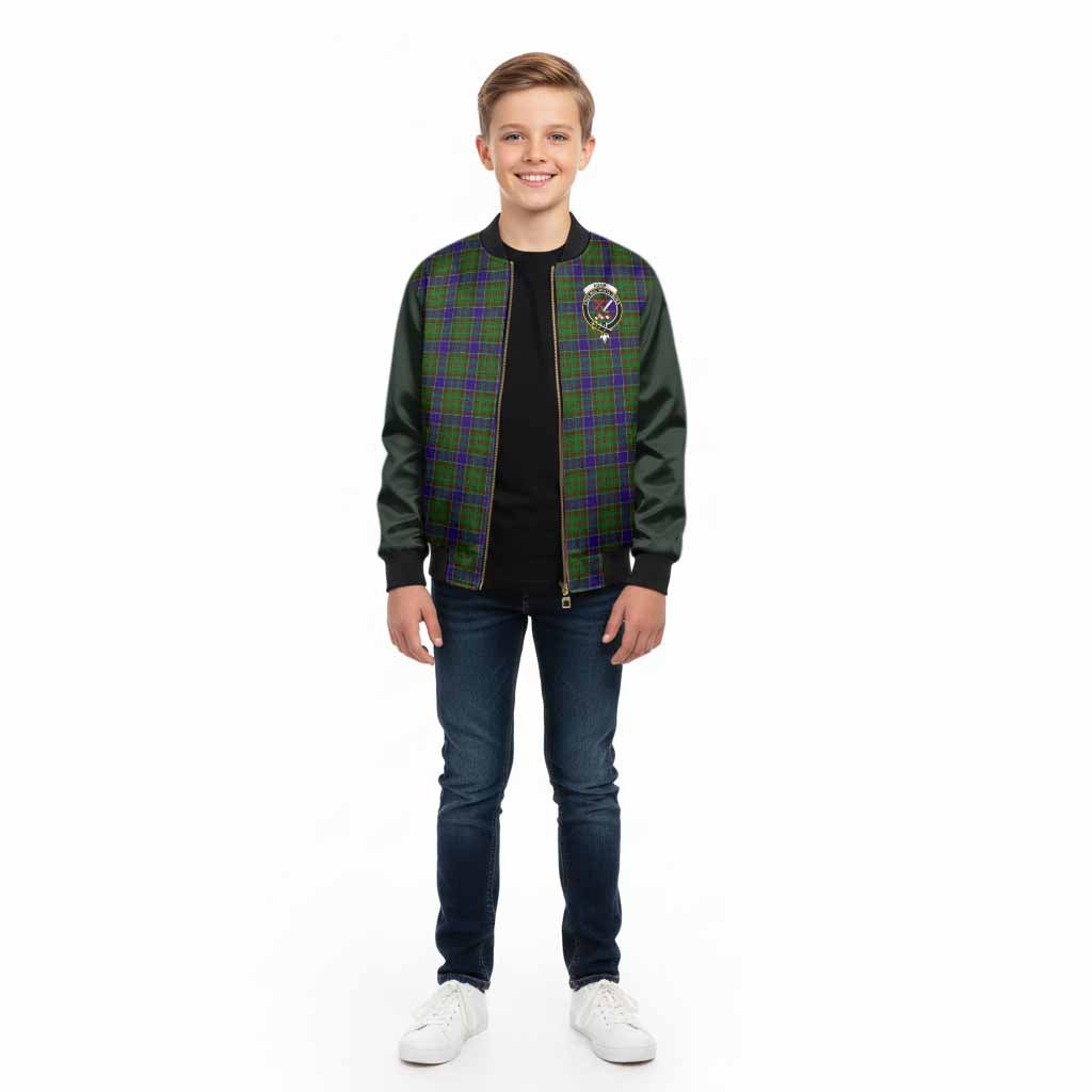 Adam Tartan Accent Kid Bomber Jacket with Family Crest