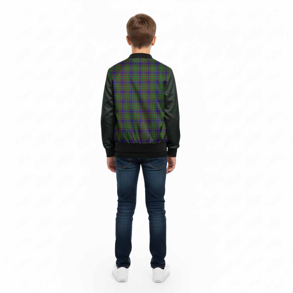 Adam Tartan Accent Kid Bomber Jacket with Family Crest