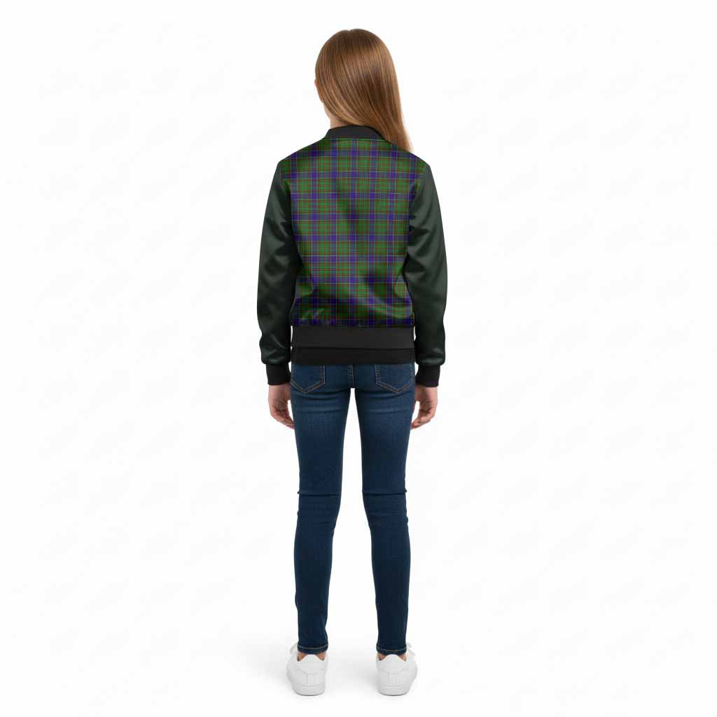 Adam Tartan Accent Kid Bomber Jacket with Family Crest