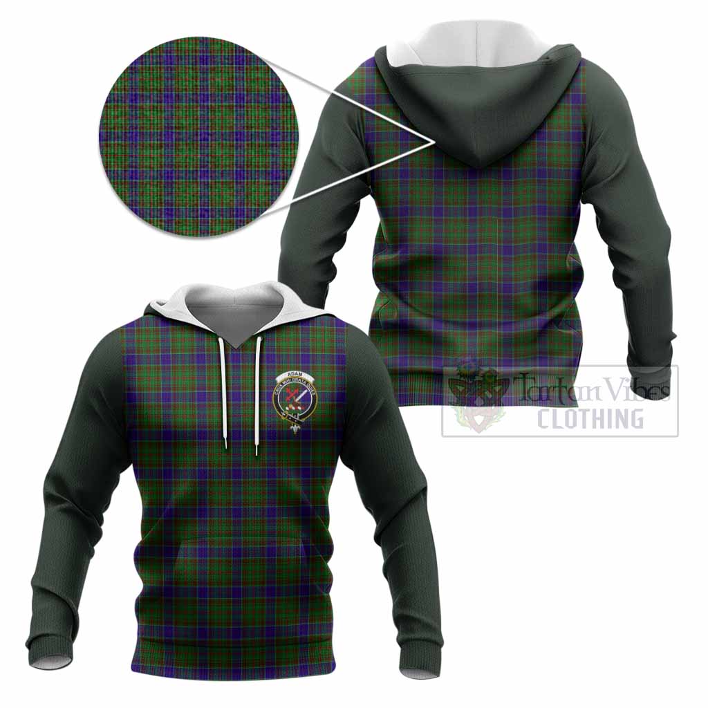 Adam Tartan Accent Knitted Hoodie with Family Crest