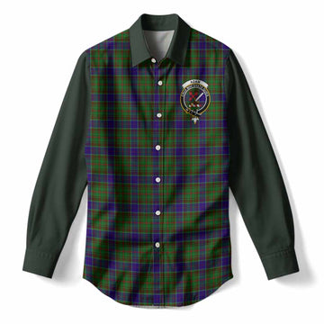 Adam Tartan Accent Women Casual Shirt with Family Crest