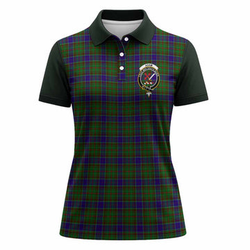 Adam Tartan Accent Women Polo Shirt with Family Crest