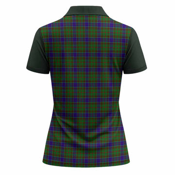 Adam Tartan Accent Women Polo Shirt with Family Crest