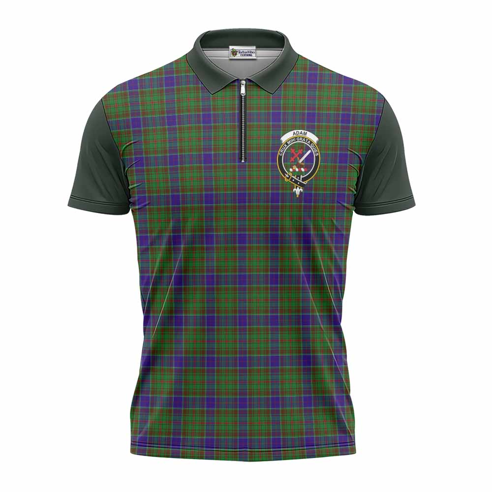 Adam Tartan Accent Zipper Polo Shirt with Family Crest