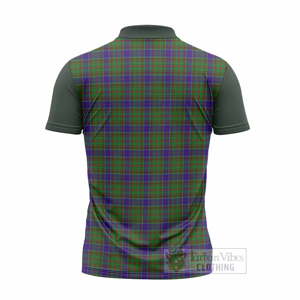 Adam Tartan Accent Zipper Polo Shirt with Family Crest