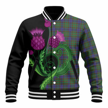 Adam Tartan Baseball Jacket Traditional Scottish Thistle