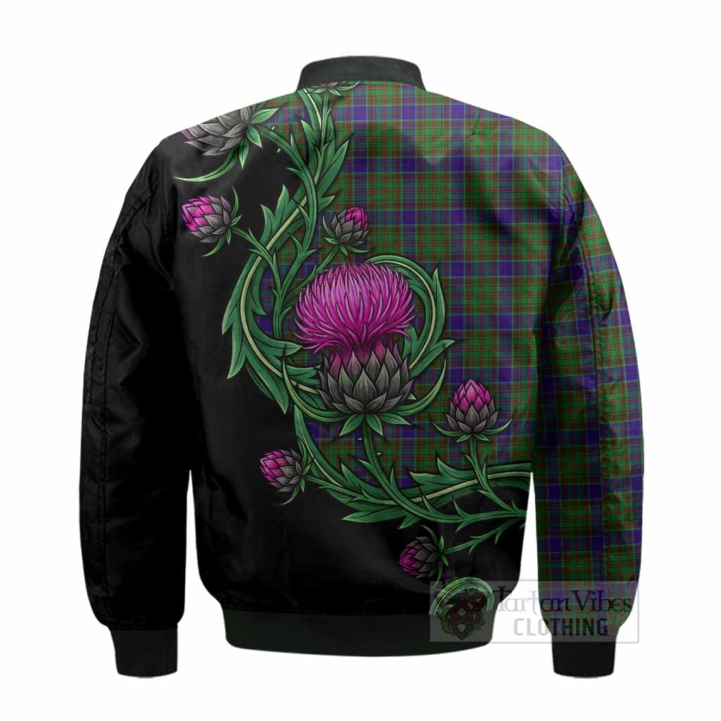 Adam Tartan Bomber Jacket Resilient Scottish Thistle - Tartan Vibes Clothing