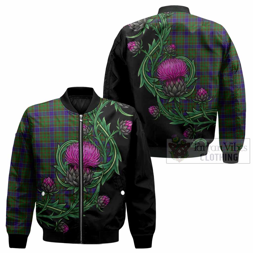 Adam Tartan Bomber Jacket Resilient Scottish Thistle - Tartan Vibes Clothing