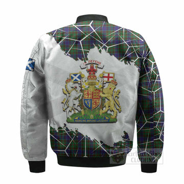 Adam Tartan Bomber Jacket with Family Crest and Lion Rampant Grunge Style