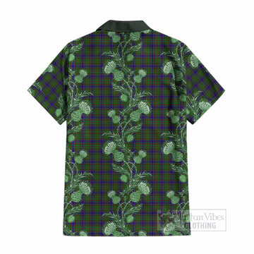 Adam Tartan Cotton Hawaiian Shirt Seamless Scottish Thistle Flowers