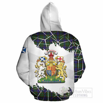 Adam Tartan Cotton Hoodie with Family Crest and Lion Rampant Grunge Style