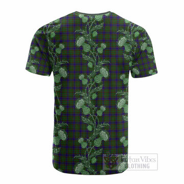 Adam Tartan Cotton T-shirt Seamless Scottish Thistle Flowers