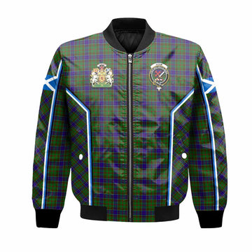 Adam Tartan Crest Bomber Jacket Scotland Coat of Arm Flag Style