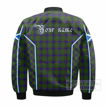 Adam Tartan Crest Bomber Jacket Scotland Coat of Arm Flag Style