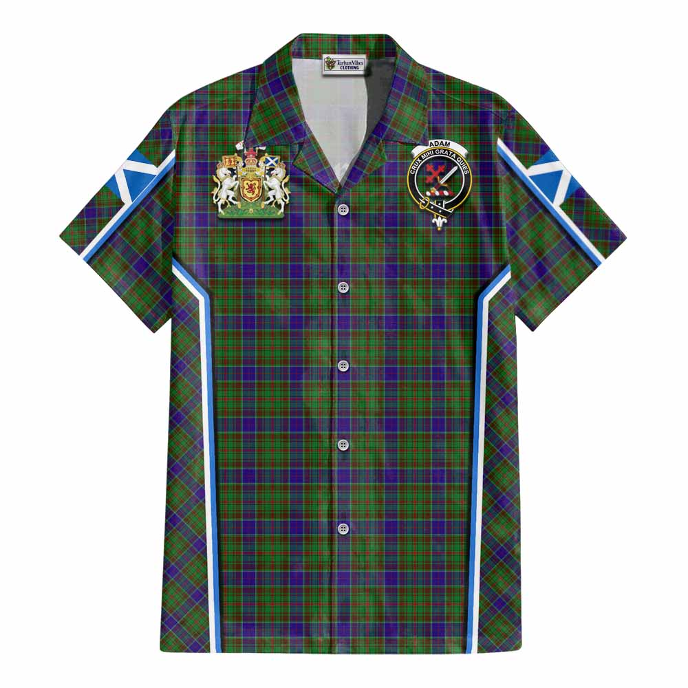 Adam Tartan Crest Cotton Hawaiian Shirt Scotland Coat of Arm Flag Style - Tartan Vibes Clothing