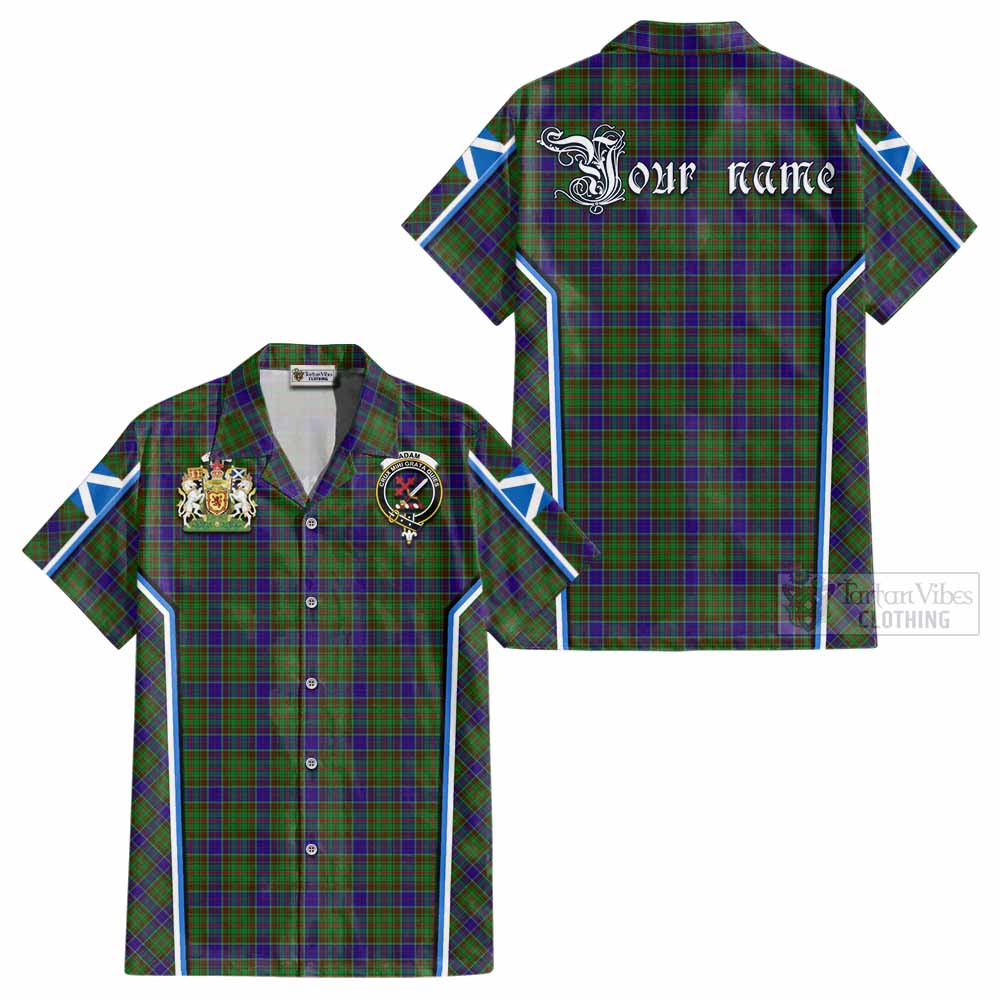 Adam Tartan Crest Cotton Hawaiian Shirt Scotland Coat of Arm Flag Style - Tartan Vibes Clothing