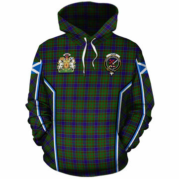 Adam Tartan Crest Cotton Hoodie Scotland Coat of Arm Flag Style